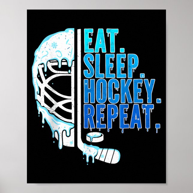 Póster Hockey Ice Cream Drip Eat Sleep Hockey Repeat Boys (Frente)