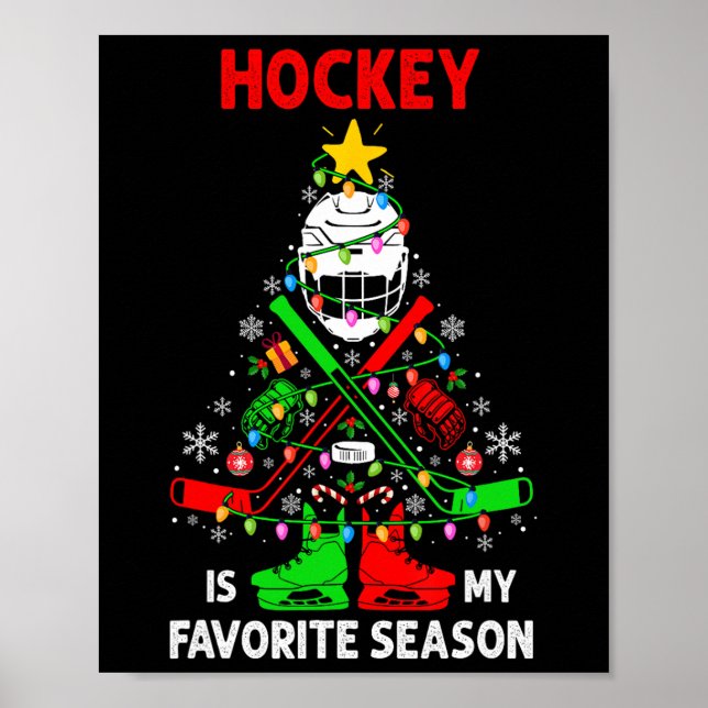 Póster Hockey Is My Favorite Season Christmas Tree Equipm (Frente)