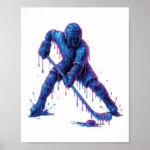 Póster Hockey Jugador Helado Goteo Gráfico Juventud Hombr