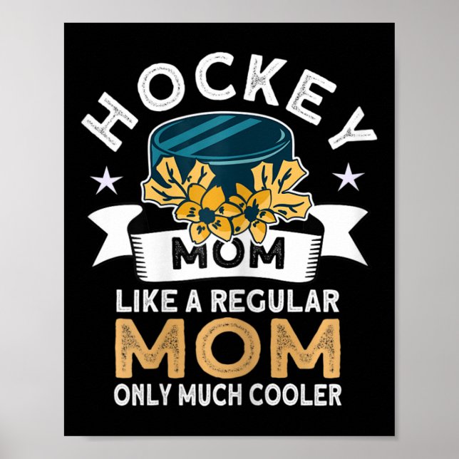 Póster Hockey Mamá - Hockey Retro Jugador Hockey sobre Hi (Frente)