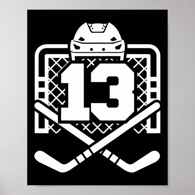 Póster Hockey Number 13 Jersey Funny Hockey Player Game D (Frente)