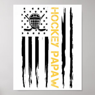 Póster Hockey Papá Jugador de Hockey Bandera de EE. UU. 