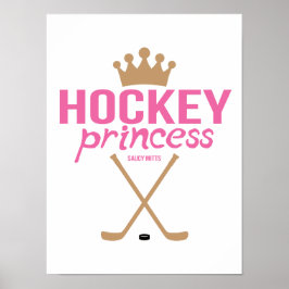 Póster Hockey Princesas Chicas rosados pegamento en hocke
