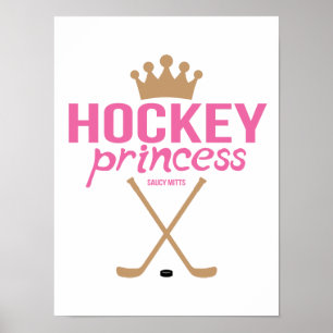 Póster Hockey Princesas Chicas rosados pegamento en hocke