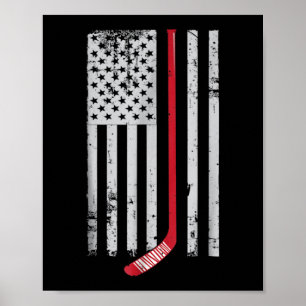 Póster Hockey Red Stick Bandera Americana Hockey Hockey H