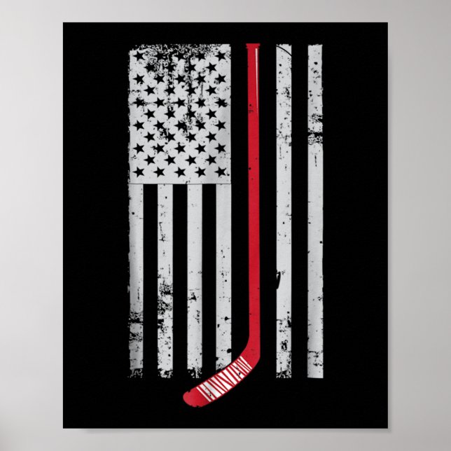 Póster Hockey Red Stick Bandera Americana Hockey Hockey H (Frente)