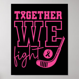 Póster Hockey Rosa Juntos Luchamos Conciencia del Cáncer