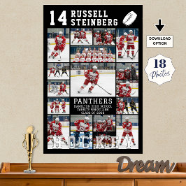 Póster Hockey Senior Graduation 18 Photo Collage