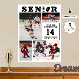 Póster Hockey Senior Night 5 Photo Collage