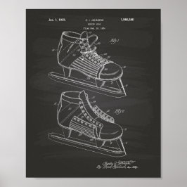 Póster Hockey Shoe 1934 Patent Art - Chalkboard