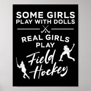 Póster Hockey sobre césped Algunas niñas juegan con muñec