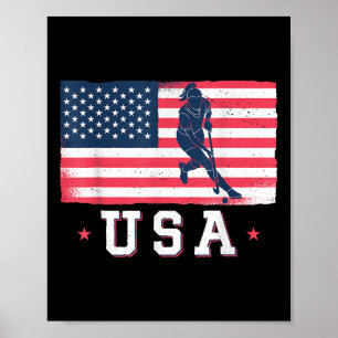 Póster Hockey sobre césped Bandera americana EE. UU. para