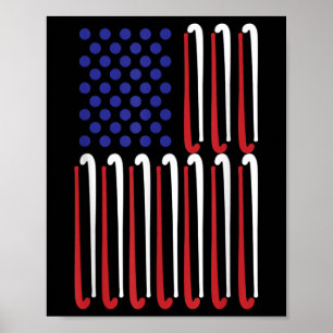 Póster Hockey sobre césped Bandera estadounidense Jugador