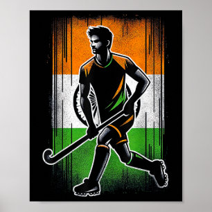 Póster Hockey sobre césped India Hombres Bandera india Ho