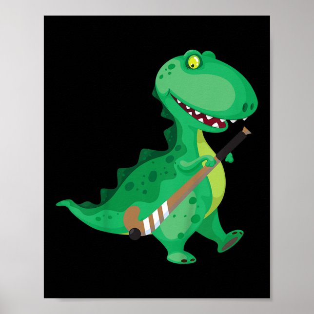 Póster Hockey sobre césped infantil Dinosaurio Divertido  (Frente)