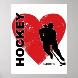 Póster Hockey sobre corazón de amor