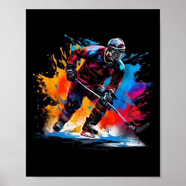 Póster Hockey sobre hielo colorido (Frente)