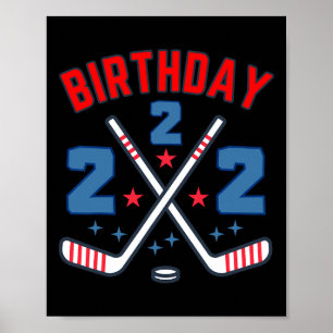Póster Hockey sobre hielo Cumpleaños niño 2 años Fiesta c