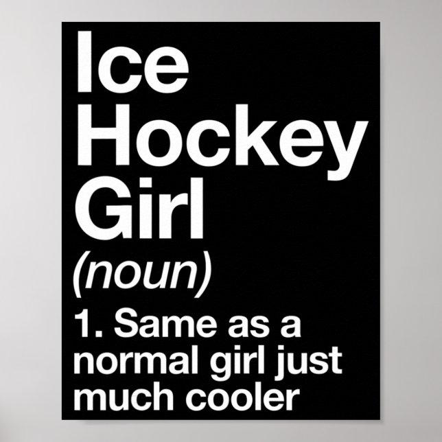 Póster Hockey sobre hielo Definición Chica Diversión y Sa (Frente)