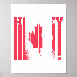 Póster Hockey sobre hielo jugador canadiense bandera de C