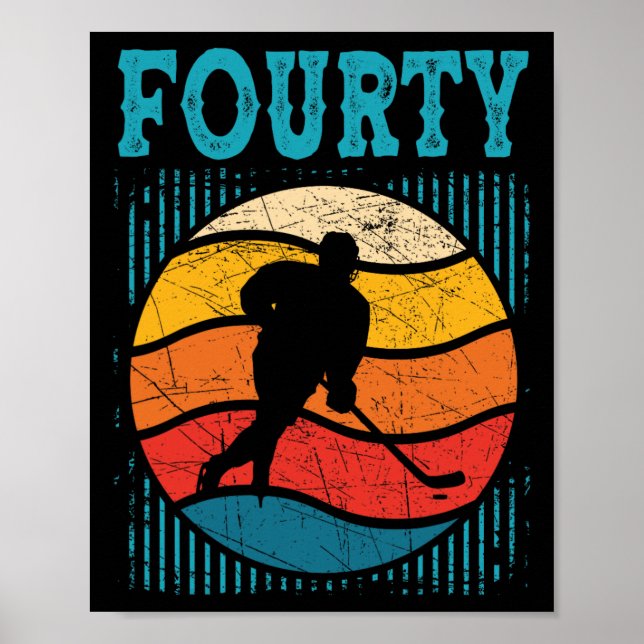 Póster Hockey sobre hielo Retro de 40 años de edad Wo (Frente)