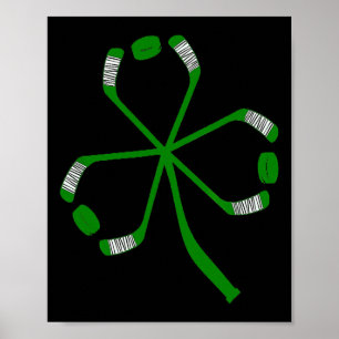 Póster Hockey sobre hielo St Patrick Day Shamrock Green C