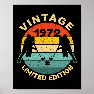 Póster Hockey sobre hielo Vintage 1972 Cumpleaños 50 cump