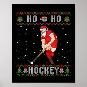 Póster Hockey sobre hierba Ho Ho Hockey Navidad fea Santa