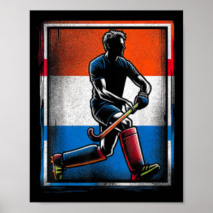 Póster Hockey sobre hierba hombres Países Bajos bandera h