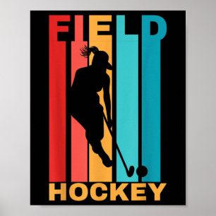 Póster Hockey sobre hierba retro femenino