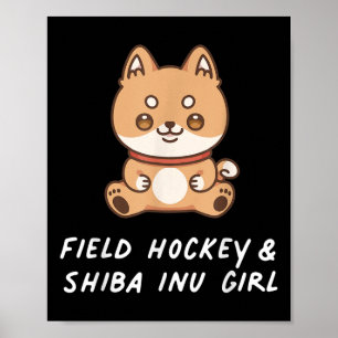 Póster Hockey sobre hierba y chica Shi Inu Kawaii deporte
