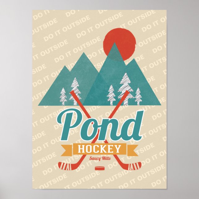 Póster Hockey sobre yeso retro (Frente)
