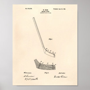Póster Hockey Stick 1901 Patent Art - Peper antiguo