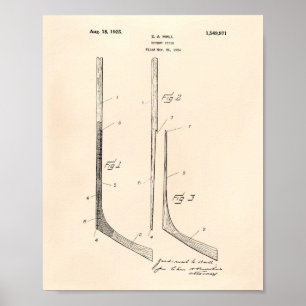 Póster Hockey Stick 1924 Patent Art - Peper antiguo