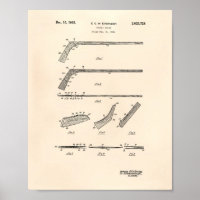Hockey Stick 1935 Patent Art - Peper antiguo