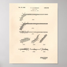 Póster Hockey Stick 1935 Patent Art - Peper antiguo