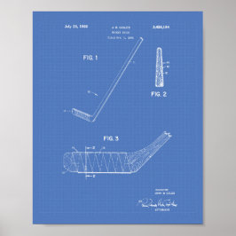 Póster Hockey Stick 1966 Patent Art - Blueprint