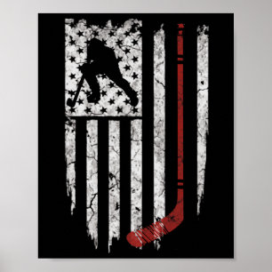 Póster Hockey Tono americano de hockey sobre la bandera d
