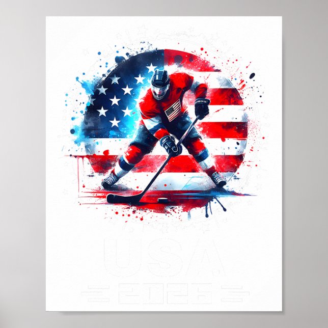 Póster Hockey Usa Go Usa Team Usa Flag 2026 Hockey (2)  (Frente)