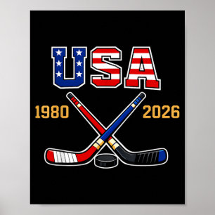 Póster Hockey Vintage Usa Bastones Cruzados 1982 2026