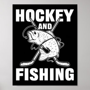 Póster Hockey Y Pesca Caza De Peces De Hockey Sobre Hielo