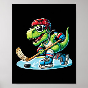 Póster Hockeysaurus Dinosaur Hockey sobre Hielo Trex Niño