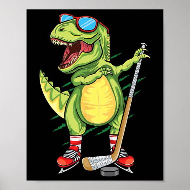 Póster Hockeysaurus Dinosaur Hockey sobre Hielo Trex Niño (Frente)