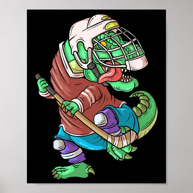Póster Hockeysaurus Niños T-rex Dinosaurio Con Hielo Hock (Frente)