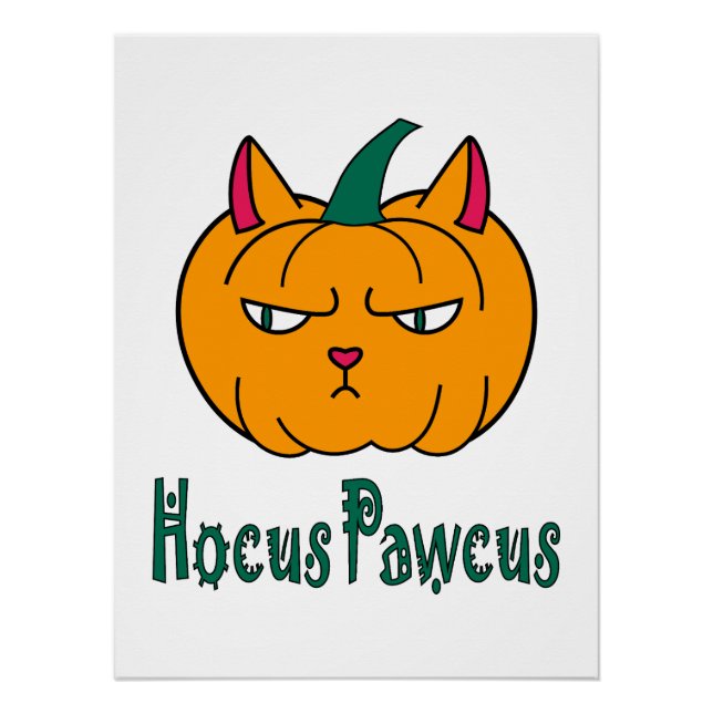 Póster Hocucus pawcus Halloween calabaza ginger cat magia (Anverso)