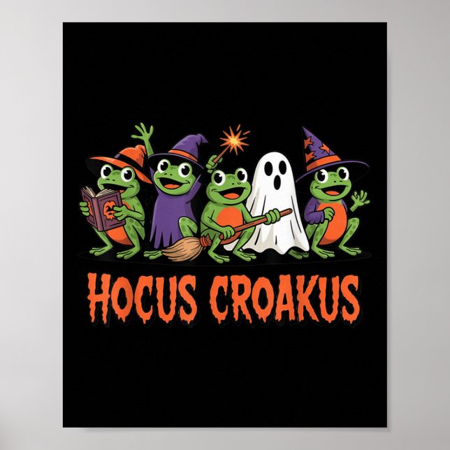 Póster Hocus Croakus Frog Halloween Magic Spell Funny Wit (Frente)