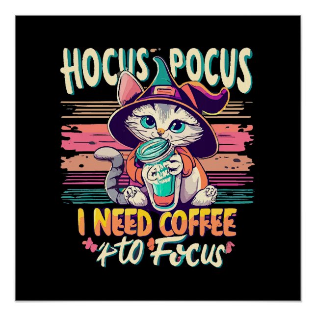 Póster Hocus Focus - Necesito café para concentrarme (Anverso)