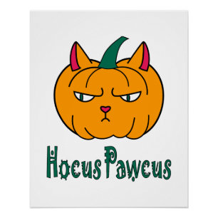 Póster Hocus pawcus calabaza de Halloween gato jengibre m