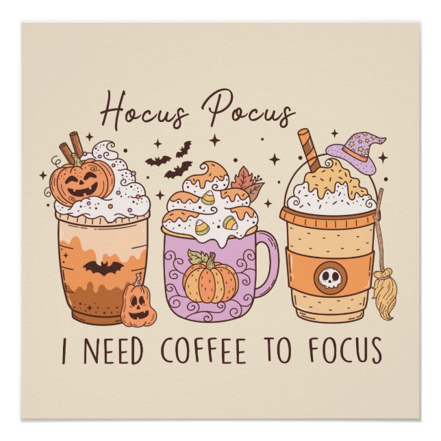 Póster "Hocus Pocus necesito café para concentrarme" (Anverso)