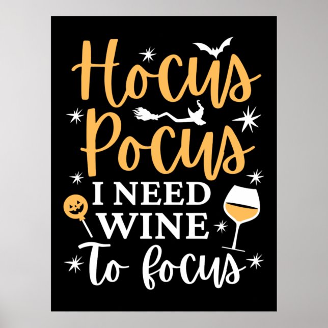 Póster Hocus Pocus Necesito Que El Vino Se Enfoce - Hallo (Frente)